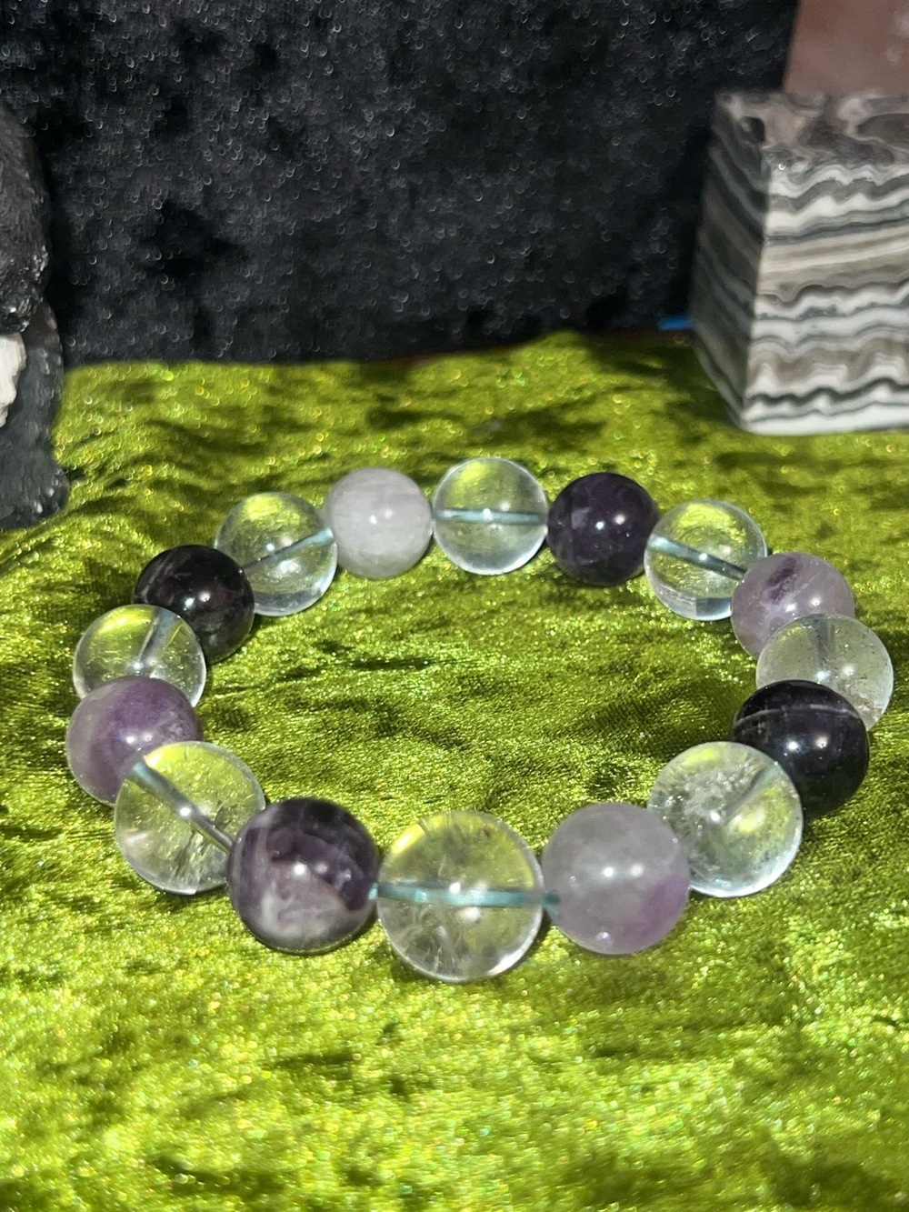 Clear Quartz and Purple Amethyst XL Beaded Stretch Bracelet - Women Jewelry